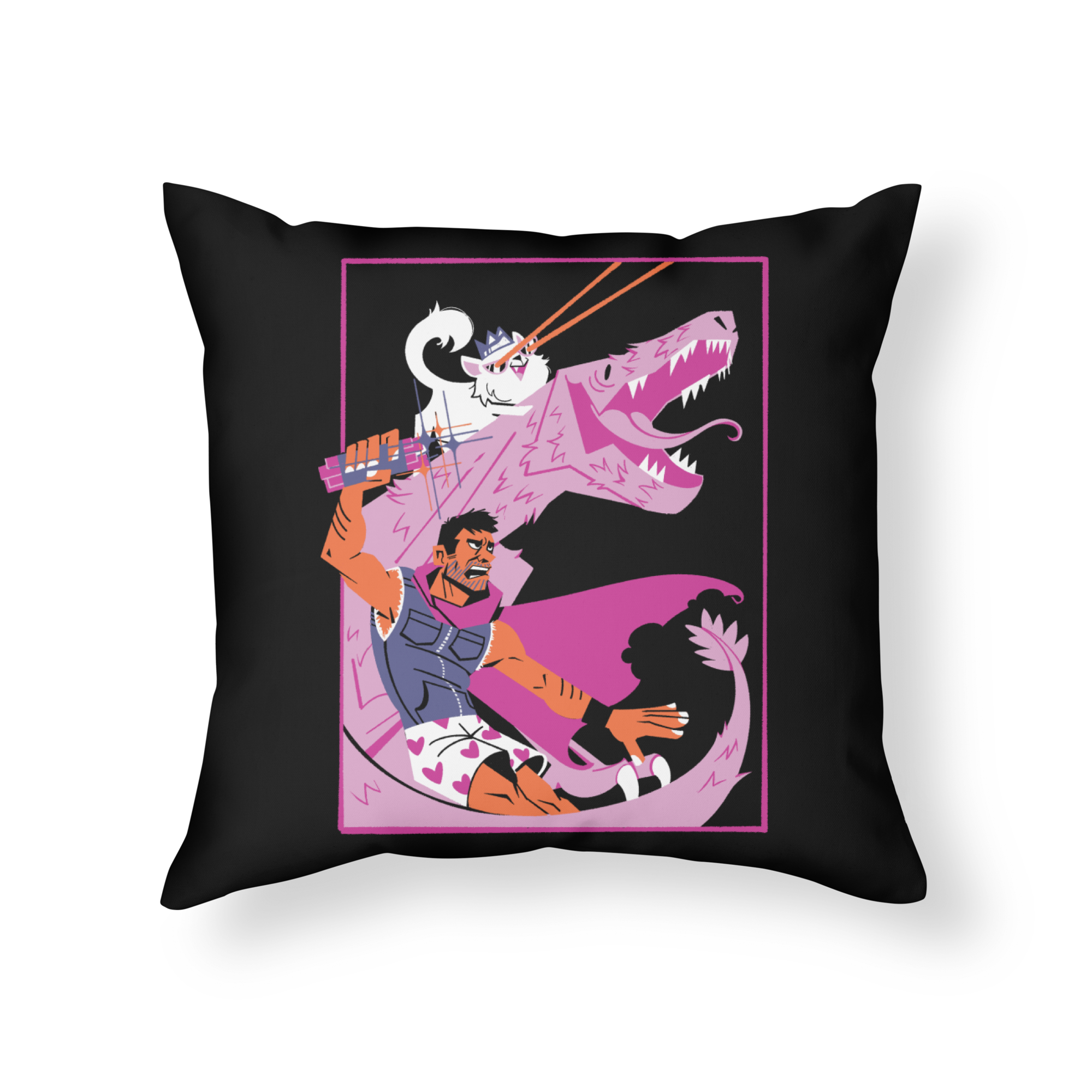 Carl, Princess Donut, and Mongo Throw Pillow